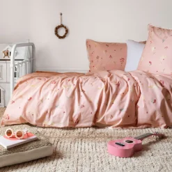 Linge De Litbio|Carré Blanc Parure de lit réversible pur coton biologique Raphia attrape rêve