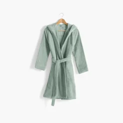 Peignoirs 10 Ans - 16 Ans|Carré Blanc Peignoir ado fille coton moelleux Julia eucalyptus
