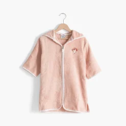 Peignoirs 12 Mois - 10 Ans|Carré Blanc Peignoir bébé coton bio à capuche zippé Illumine vieux rose