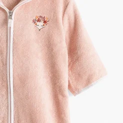 Peignoirs 12 Mois - 10 Ans|Carré Blanc Peignoir bébé coton bio à capuche zippé Illumine vieux rose