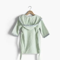 Peignoirs 12 Mois - 10 Ans|Carré Blanc Peignoir bébé coton bio à capuche Dandine vert d'eau