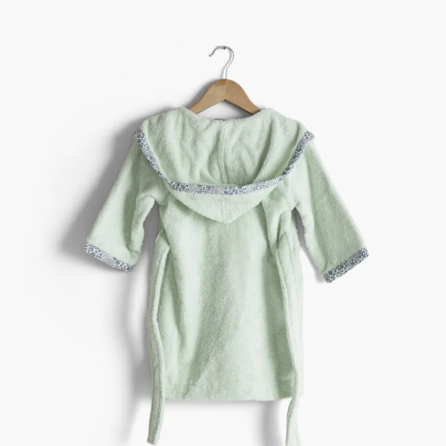 Peignoirs 12 Mois - 10 Ans|Carré Blanc Peignoir bébé coton bio à capuche Dandine vert d'eau
