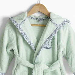 Peignoirs 12 Mois - 10 Ans|Carré Blanc Peignoir bébé coton bio à capuche Dandine vert d'eau
