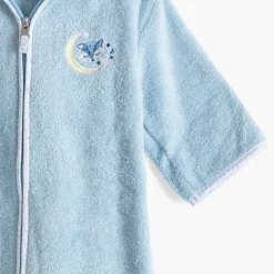 Peignoirs 12 Mois - 10 Ans|Carré Blanc Peignoir bébé coton bio à capuche zippé Illumine bleu polaire
