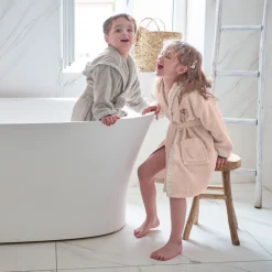 Peignoirs 12 Mois - 10 Ans|Carré Blanc Peignoir bébé coton biologique à capuche Devine lin