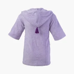 Peignoirs 12 Mois - 10 Ans|Carré Blanc Peignoir bebe coton biologique à capuche brodé Tribu parme