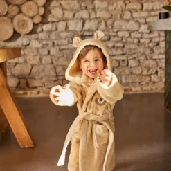 Peignoirs 12 Mois - 10 Ans|Carré Blanc Peignoir enfant bouclette de coton bio à capuche Safari