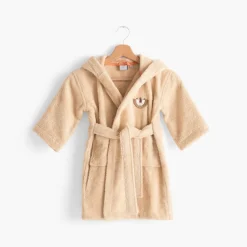 Peignoirs 12 Mois - 10 Ans|Carré Blanc Peignoir enfant bouclette de coton bio à capuche Safari