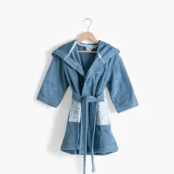 Peignoirs 12 Mois - 10 Ans|Carré Blanc Peignoir enfant coton à capuche Océanos Indigo