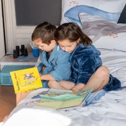 Peignoirs 12 Mois - 10 Ans|Carré Blanc Peignoir enfant coton à capuche Océanos Indigo