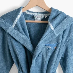 Peignoirs 12 Mois - 10 Ans|Carré Blanc Peignoir enfant coton à capuche Océanos Indigo