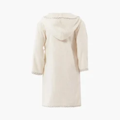 Peignoirs 12 Mois - 10 Ans|Carré Blanc Peignoir enfant coton biologique cache-coeur à capuche Raphia ivoire
