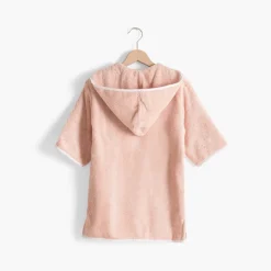 Peignoirs 12 Mois - 10 Ans|Carré Blanc Peignoir enfant coton bio à capuche zippé Illumine vieux rose