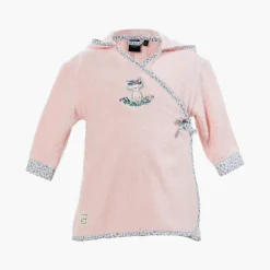 Peignoirs 12 Mois - 10 Ans|Carré Blanc Peignoir enfant coton biologique cache cœur à capuche brodé Câline dragée