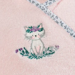 Peignoirs 12 Mois - 10 Ans|Carré Blanc Peignoir enfant coton biologique cache cœur à capuche brodé Câline dragée