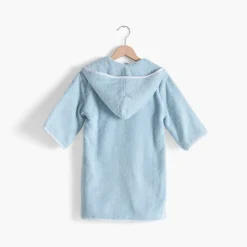 Peignoirs 12 Mois - 10 Ans|Carré Blanc Peignoir enfant coton bio à capuche zippé Illumine bleu polaire