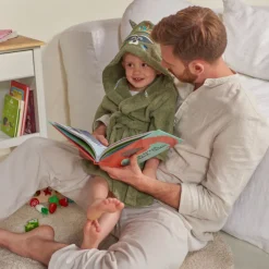 Peignoirs 12 Mois - 10 Ans|Nouveautés Bébénew|Carré Blanc Peignoir enfant coton Playful kaki