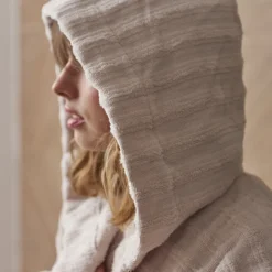 Coffrets Cadeaux|Peignoirs Femme|Carré Blanc Peignoir femme à capuche coton Aura beige tendre