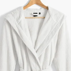 Peignoirs Femme|Carré Blanc Peignoir femme à capuche uni coton biologique Osmose blanc