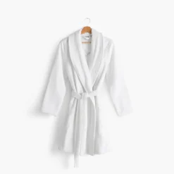 Peignoirs Femme|Carré Blanc Peignoir femme bouclette de coton col châle Eloges
