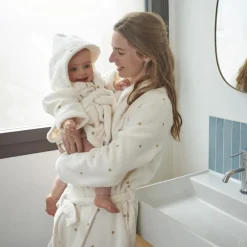 Coffrets Cadeaux|Peignoirs Femme|Carré Blanc Peignoir femme coton Amore ivoire