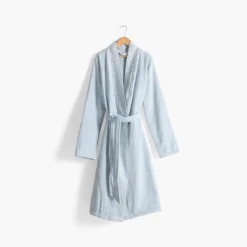 Peignoirs Femme|Carré Blanc Peignoir femme coton col kimono Equinoxe bleu givre