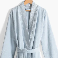 Peignoirs Femme|Carré Blanc Peignoir femme coton col kimono Equinoxe bleu givre