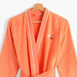 Peignoirs Femme|Carré Blanc Peignoir femme coton col kimono Récif rose