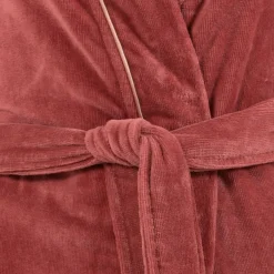 Peignoirs Femme|Carré Blanc Peignoir femme coton col kimono Calathéa terracotta