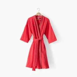 Coffrets Cadeaux|Peignoirs Femme|Carré Blanc Peignoir femme coton col kimono Rosella coquelicot