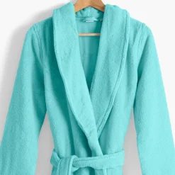 Peignoirs Femme|Carré Blanc Peignoir femme coton moelleux Ella lagon