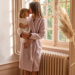 Coffrets Cadeaux|Peignoirs Femme|Carré Blanc Peignoir femme coton moelleux Ella poudre