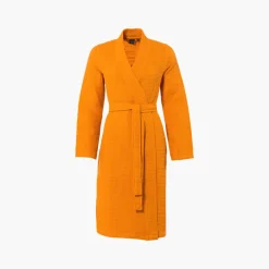 Peignoirs Femme|Carré Blanc Peignoir femme coton nid d'abeille col kimono Artsy papaye
