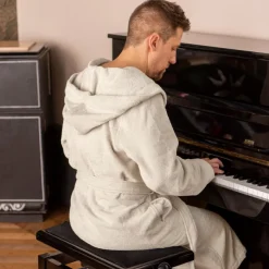 Peignoirs Homme|Coffrets Cadeaux|Carré Blanc Peignoir homme à capuche uni coton biologique Osmose naturel