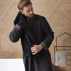 Coffrets Cadeaux|Peignoirs Homme|Carré Blanc Peignoir homme coton col kimono Silvalys carbone