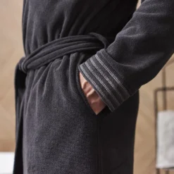 Coffrets Cadeaux|Peignoirs Homme|Carré Blanc Peignoir homme coton col kimono Silvalys carbone