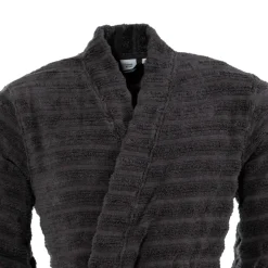 Peignoirs Homme|Carré Blanc Peignoir homme coton col kimono Azulejos anthracite