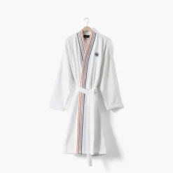 Coffrets Cadeaux|Roland-garroscollab|Carré Blanc Peignoir homme coton col kimono Roland-Garros 2024 Ace