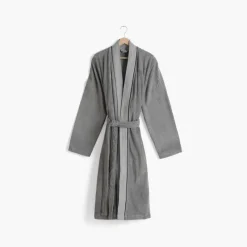 Peignoirs Homme|Carré Blanc Peignoir homme coton col kimono Equinoxe gris étain
