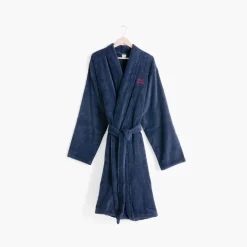 Peignoirs Homme|Carré Blanc Peignoir homme coton col kimono Amours marine