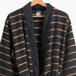 Peignoirs Homme|Carré Blanc Peignoir homme coton col kimono Eclipse charbon