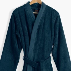 Peignoirs Homme|Carré Blanc Peignoir homme coton moelleux Roméo bleu