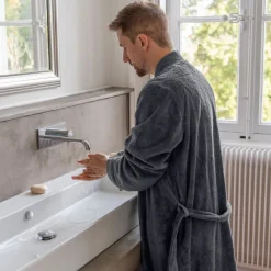 Coffrets Cadeaux|Peignoirs Homme|Carré Blanc Peignoir homme coton moelleux Roméo arabica
