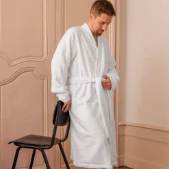 Coffrets Cadeaux|Peignoirs Homme|Carré Blanc Peignoir homme coton moelleux Roméo blanc
