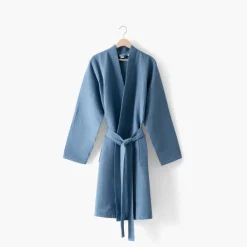 Coffrets Cadeaux|Peignoirs Homme|Carré Blanc Peignoir homme coton nid d'abeille Ilyan bleu grisé