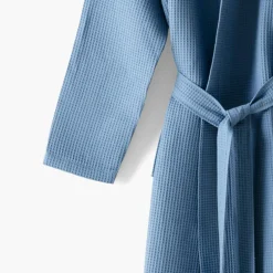 Coffrets Cadeaux|Peignoirs Homme|Carré Blanc Peignoir homme coton nid d'abeille Ilyan bleu grisé