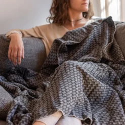 Coffrets Cadeaux|Plaids Et Couvre-lits|Carré Blanc Plaid Baikal anthracite