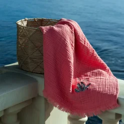 Accessoires|Carré Blanc Plaid gaze de coton Aruba pétale