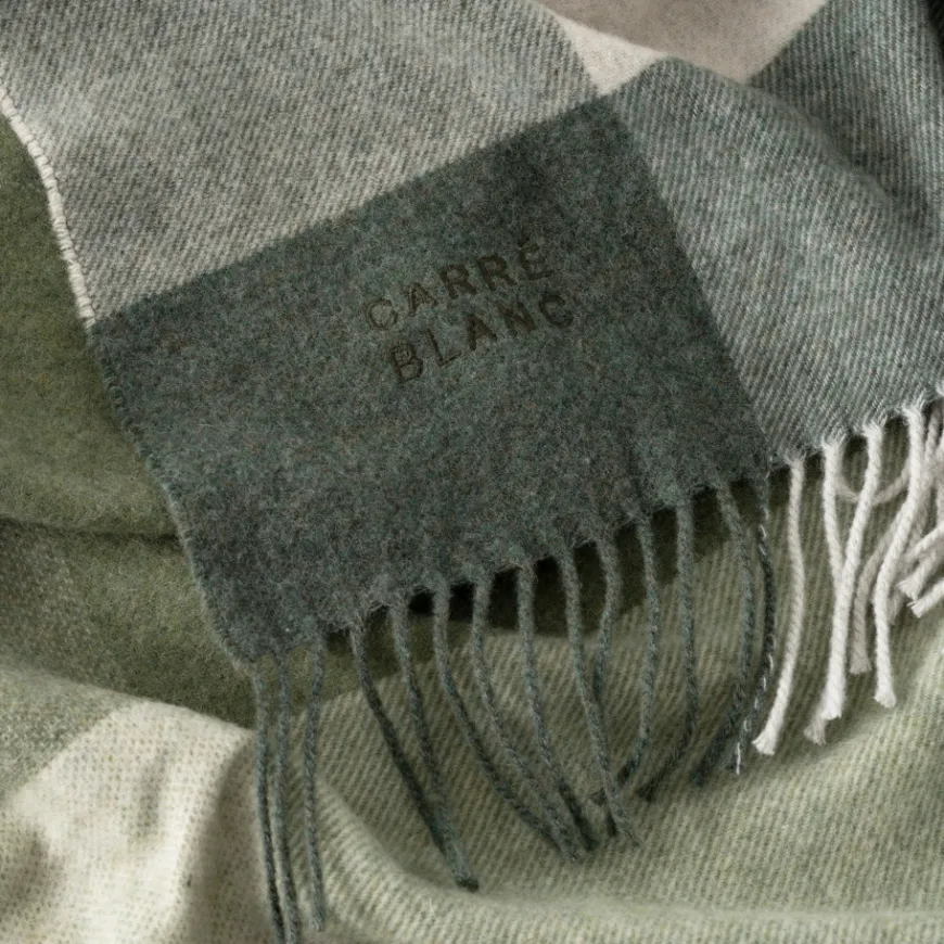 Coffrets Cadeaux|Coffrets Cadeaux|Carré Blanc Plaid laine et cachemire Alpage kaki