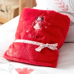 Accessoires|Carré Blanc Plaid polaire Mes Rêves rouge tendre